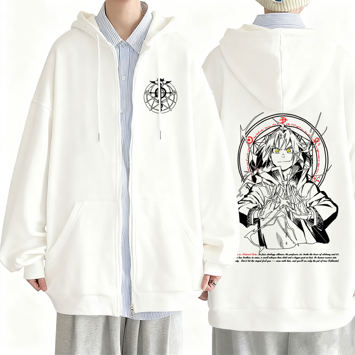 Fullmetal Alchemist Coat - Худи на молнии с принтом «Аниме