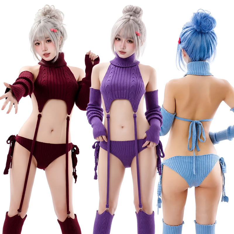 Anime Cosplay Thick - SENMHS Оригинальное черное сексуальное готическое боди-свитер