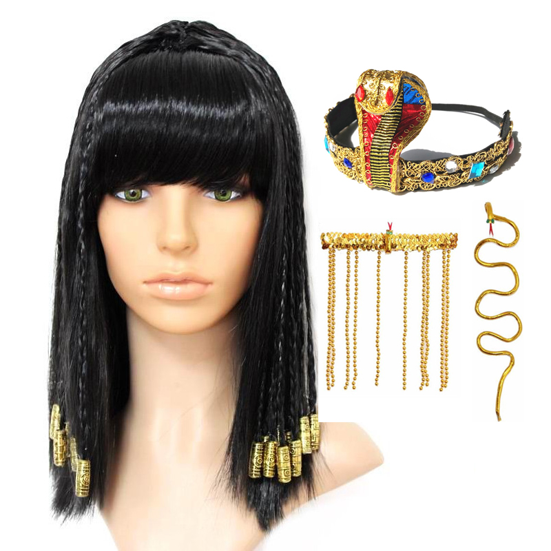 Egypt Cosplay Anime - Парик в костюм Клеопатры, с золотыми