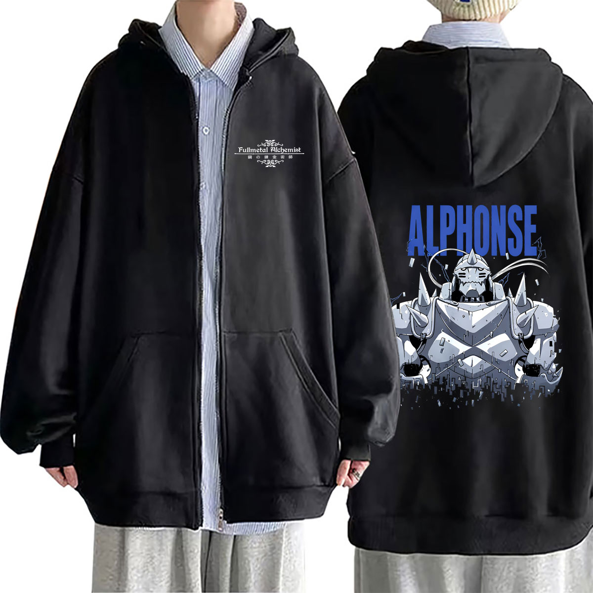 Аниме-худи на молнии с принтом – обзор и цена Fullmetal Alchemist Coat